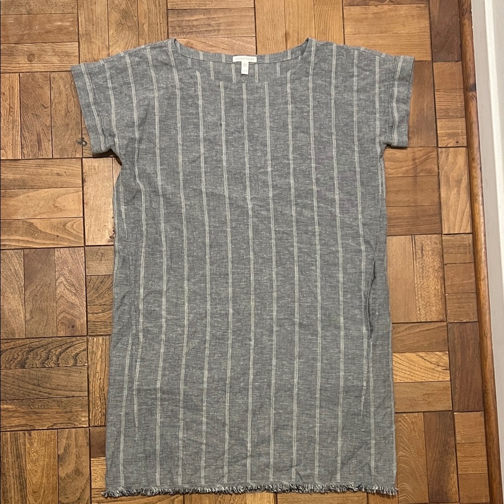 Eileen Fisher Gray Dress with Subtle Stripes